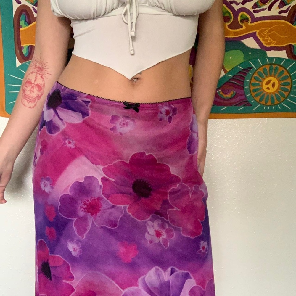 Urban Outfitters Pink/Purple Floral Midi Skirt